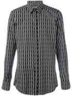 Dolce & Gabbana Geometric Pattern Print Shirt, Men's, Size: 41, Black, Cotton