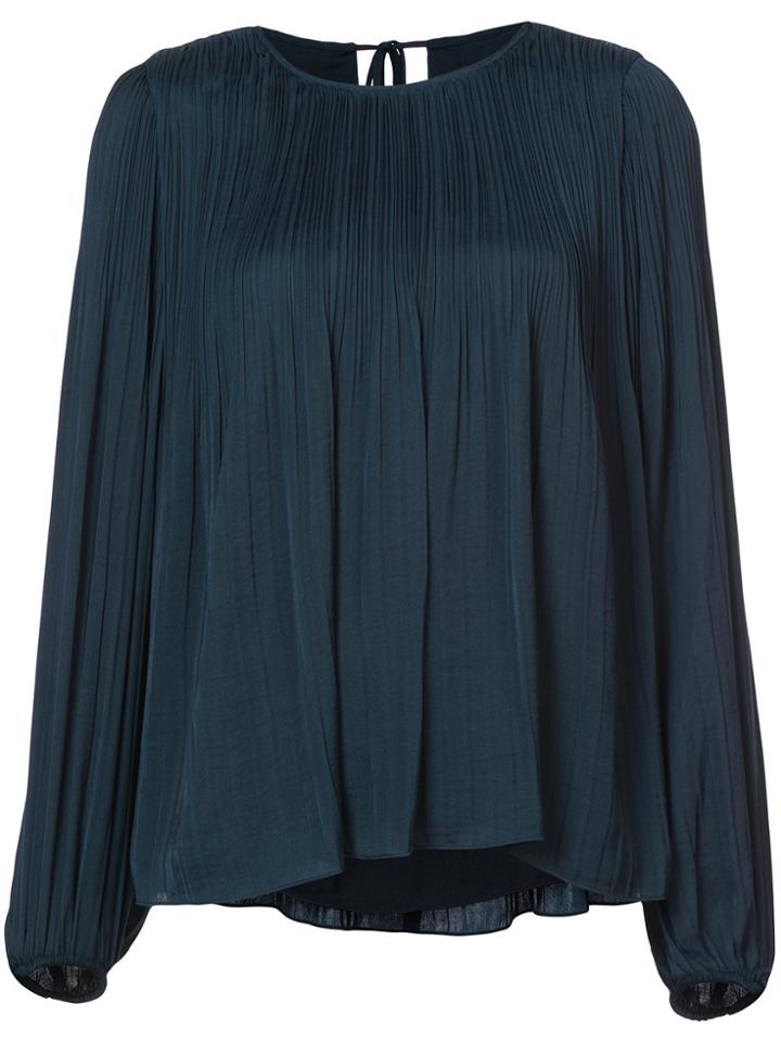 Elizabeth And James Pleated Balloon Sleeve Blouse - Blue