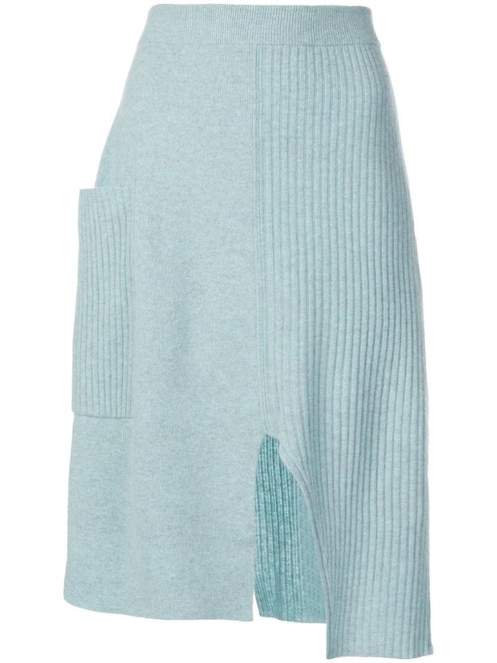 Pringle Of Scotland Asymmetric Knitted Skirt - Blue