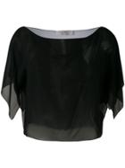 D.exterior Sheer Cropped Blouse - Black