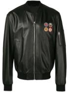 Roberto Cavalli Leather Bomber Jacket - Black