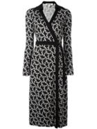 Diane Von Furstenberg Printed Wrap Dress, Women's, Size: 6, Black, Silk