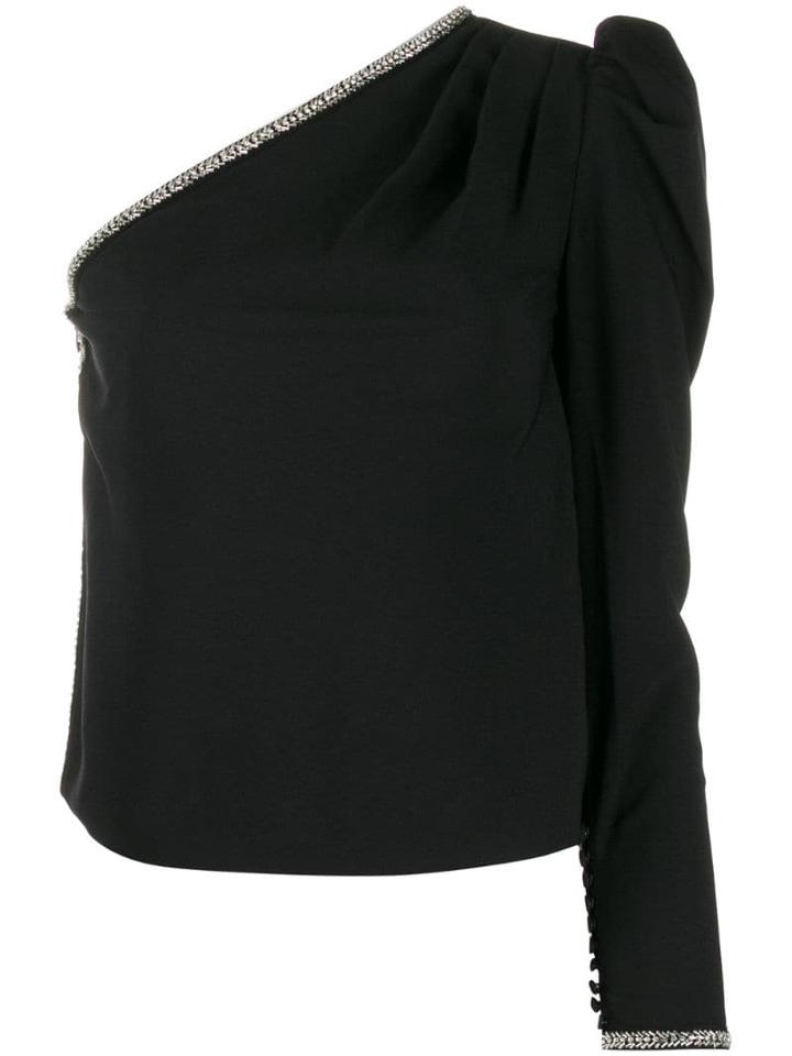 Self-portrait Embellished One-sleeve Top - Black