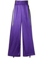 Mia-iam Logo Tape Palazzo Trousers - Purple