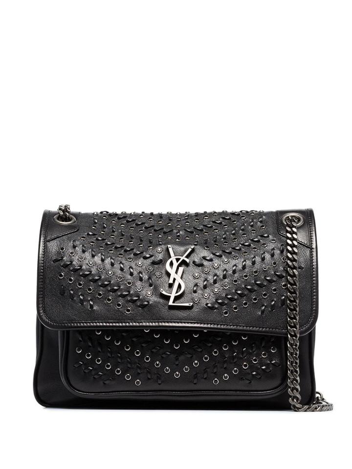 Saint Laurent Niki Woven Shoulder Bag - Black