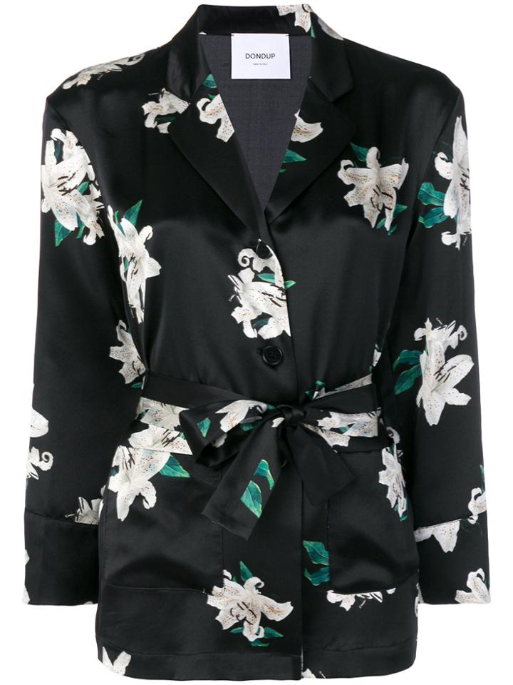 Dondup Floral Satin Wrap Top - Black