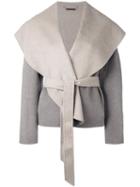 Diane Von Furstenberg Large Collar Belted Jacket, Women's, Grey, Polyester/wool