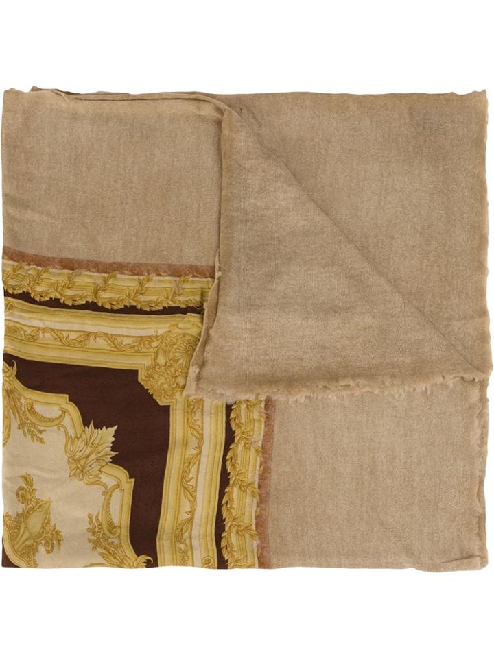 Avant Toi Baroque Print Scarf - Brown