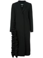 Msgm Ruffle Detail Coat, Women's, Size: 40, Black, Polyester/spandex/elastane/viscose