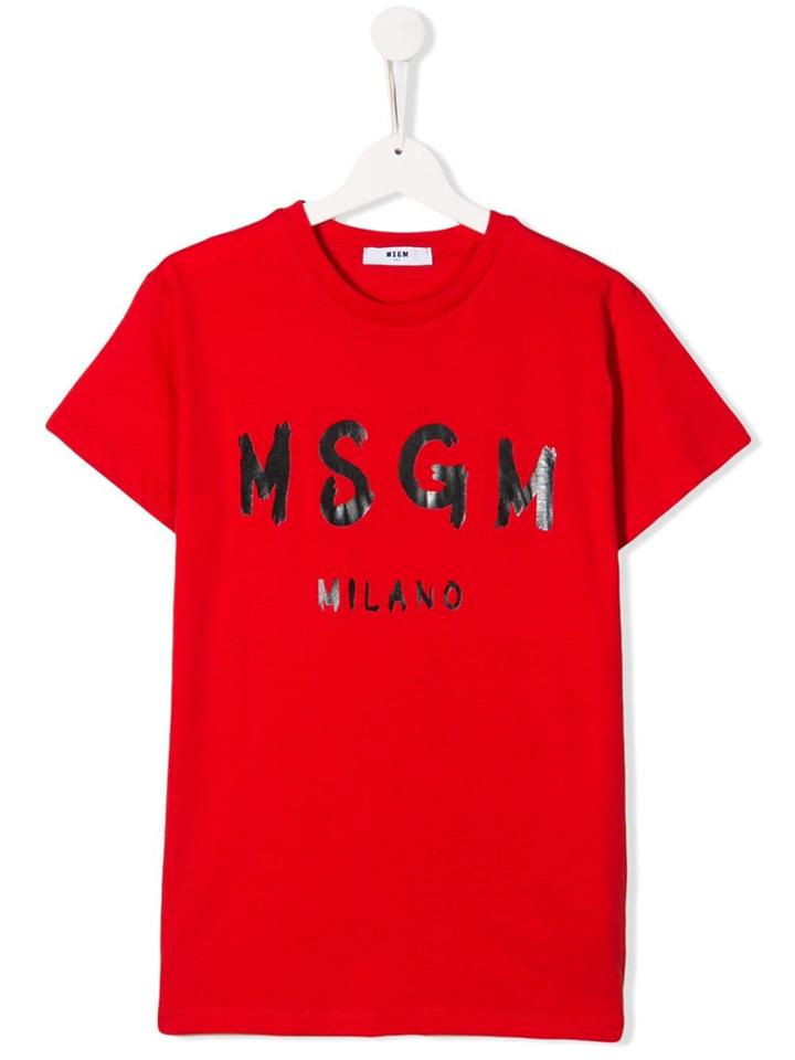 Msgm Kids Teen Freehand Print T-shirt - Red