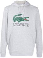 Lacoste Logo Print Hoodie - Grey