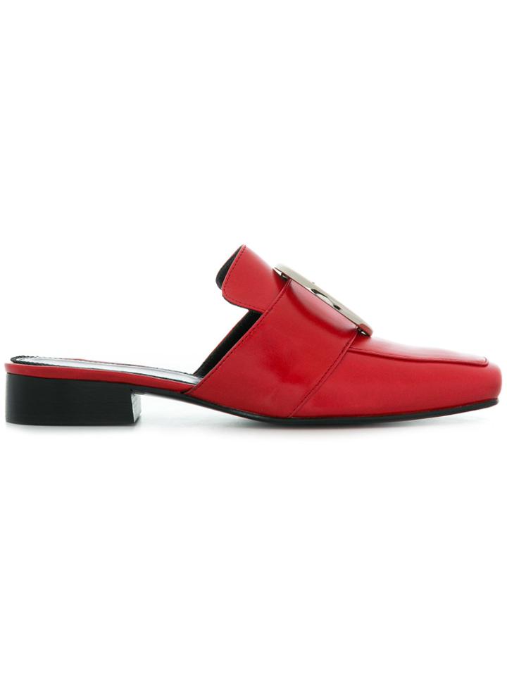 Dorateymur Round Buckle Mules - Red