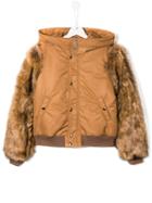 Chloé Kids Faux Fur Sleeve Jacket - Brown