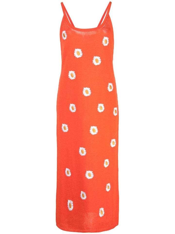 Mansur Gavriel Floral Embroidered Dress - Orange