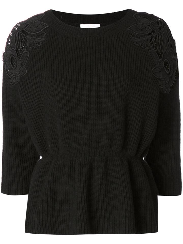 Chloé Lace Trim Sweater - Black