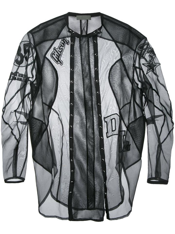 Di Liborio Mesh Patch Shirt Jacket, Men's, Size: 52, Black, Silk/polyester