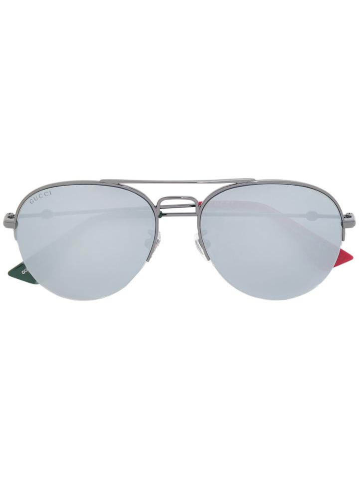 Gucci Eyewear Double Bridge Sunglasses - Metallic