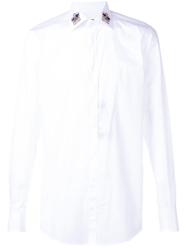 Dolce & Gabbana Crown Embroidered Shirt - White
