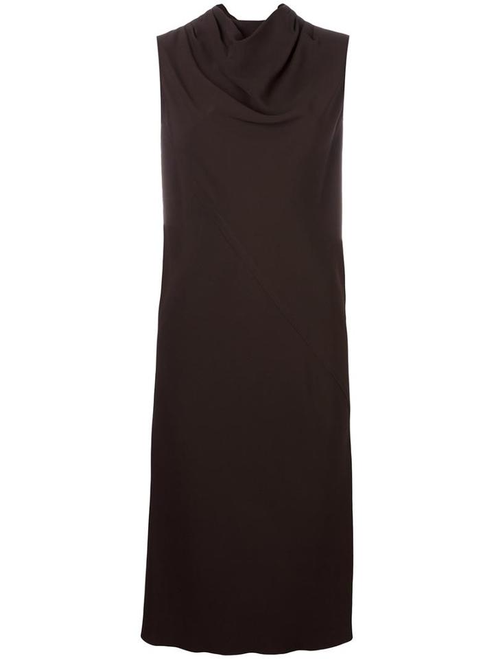 Rick Owens Draped Collar Dress, Women's, Size: 42, Brown, Viscose/acetate