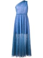 Msgm One Shoulder Draped Dress, Women's, Size: 44, Blue, Polyester