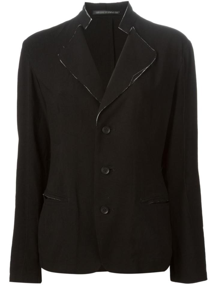 Yohji Yamamoto Frayed Blazer, Women's, Size: 2, Black, Rayon