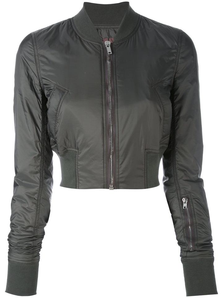 Rick Owens Drkshdw - Fitted Cropped Jacket - Women - Polyamide - S, Grey, Polyamide