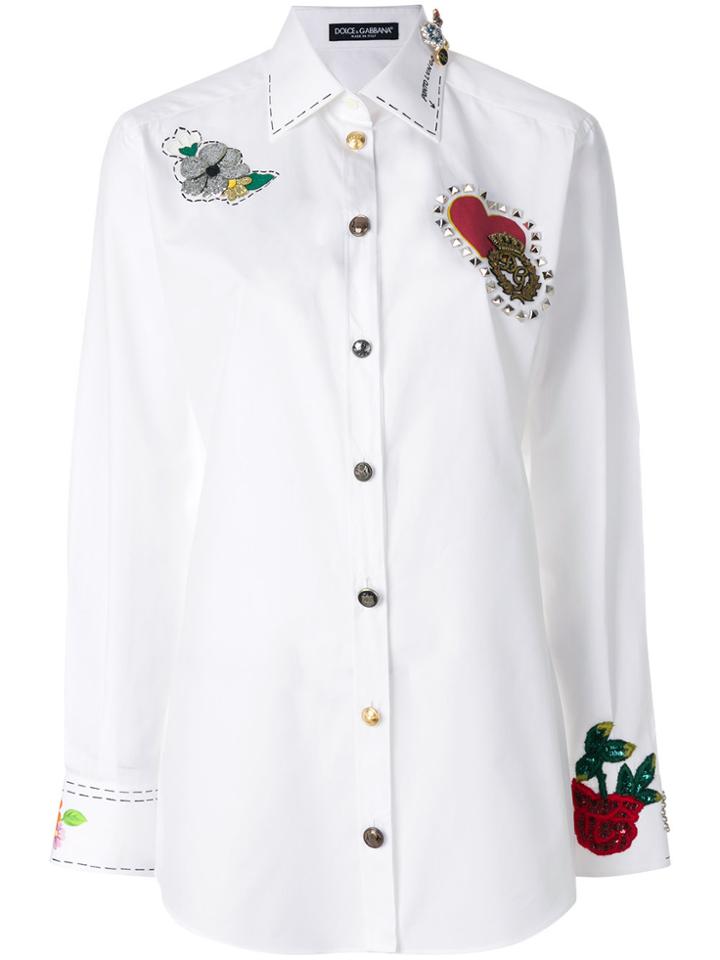 Dolce & Gabbana Patch Appliqué Detailed Shirt - White
