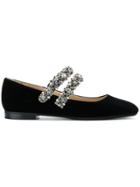 No21 Embellished Double Strap Ballerina Flats - Black