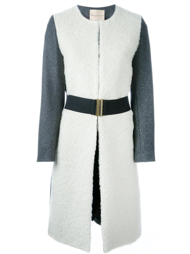 Erika Cavallini Colour Block Coat, Women's, Size: 40, White, Polyamide/viscose/mohair/virgin Wool