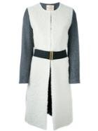 Erika Cavallini Colour Block Coat, Women's, Size: 40, White, Polyamide/viscose/mohair/virgin Wool