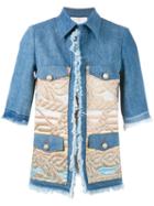 Giada Benincasa - Jacquard Panel Jacket - Women - Cotton/acrylic/polyamide/metallized Polyester - L, Blue, Cotton/acrylic/polyamide/metallized Polyester