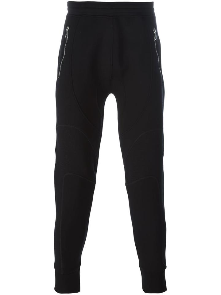 Neil Barrett Biker Style Track Pants, Men's, Size: Medium, Black, Viscose/spandex/elastane/lyocell/cotton