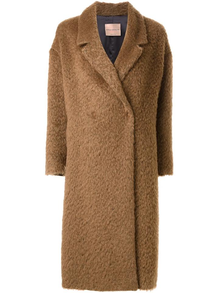 Erika Cavallini 'latoya' Coat, Women's, Size: 44, Brown, Polyamide/mohair/virgin Wool