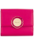 Salvatore Ferragamo Flower Plaque Mini Cardholder - Pink & Purple