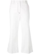 Msgm - Cropped Trousers - Women - Cotton - 42, Women's, White, Cotton
