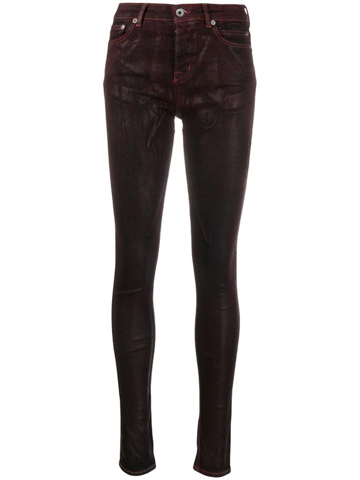 Rick Owens Drkshdw Shine Effect Skinny Jeans - Red