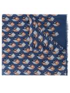 Gucci Gg Wallpaper Print Scarf - Blue