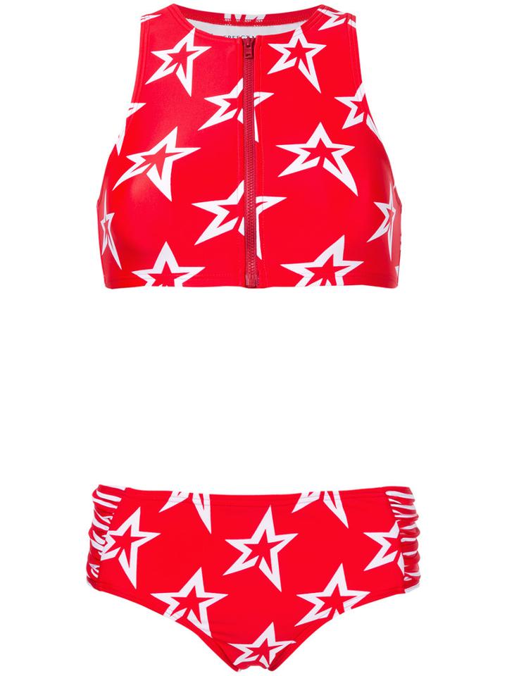 Perfect Moment - Star Crewneck Bikini - Women - Polyamide/spandex/elastane - Xs, Red, Polyamide/spandex/elastane