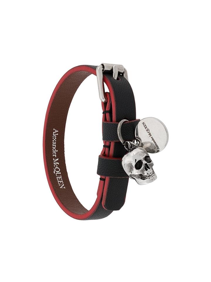 Alexander Mcqueen Buckled Skull Charm Bracelet - Black