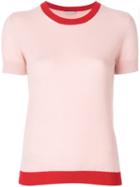 Moncler Cashmere Contrast Trim Knitted Top - Pink