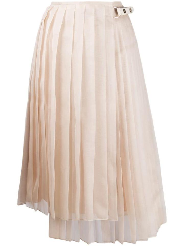 Fendi Asymmetric Pleated Skirt - Neutrals