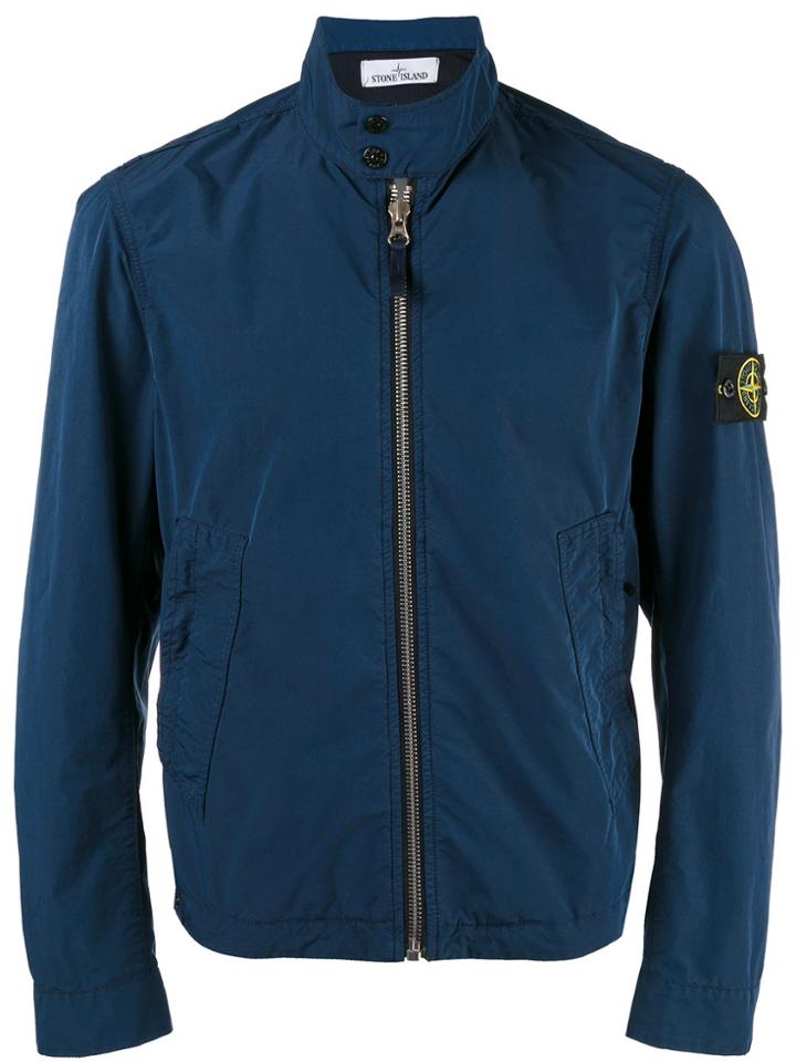 Stone Island Banded Collar Cropped Jacket - Blue