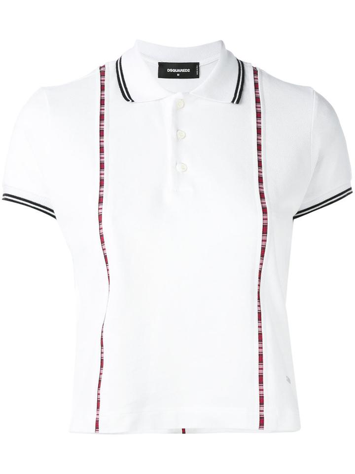 Dsquared2 - Check Insert Polo Shirt - Women - Cotton - M, White, Cotton