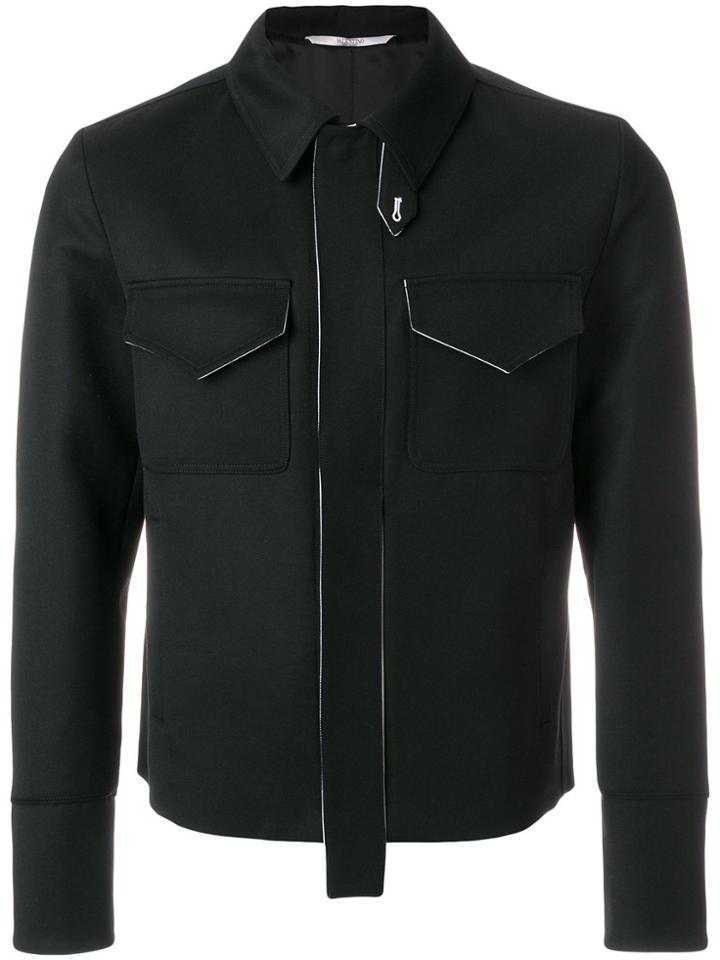 Valentino Contrast Trim Military Jacket - Black