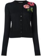 Dolce & Gabbana Sequinned Flower Cardigan, Women's, Size: 46, Black, Silk/cashmere/pvc/glass
