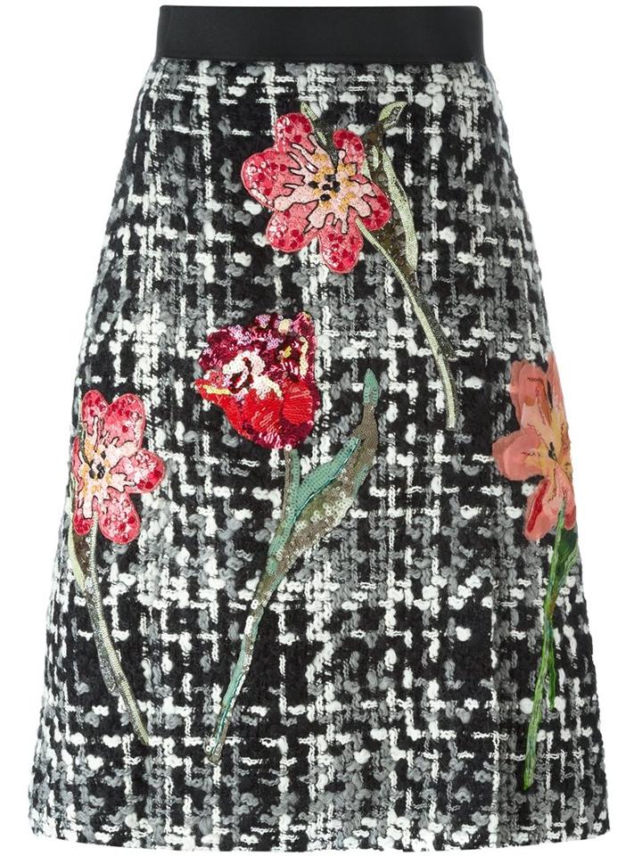 Dolce & Gabbana Flower Bouclé Knit Skirt