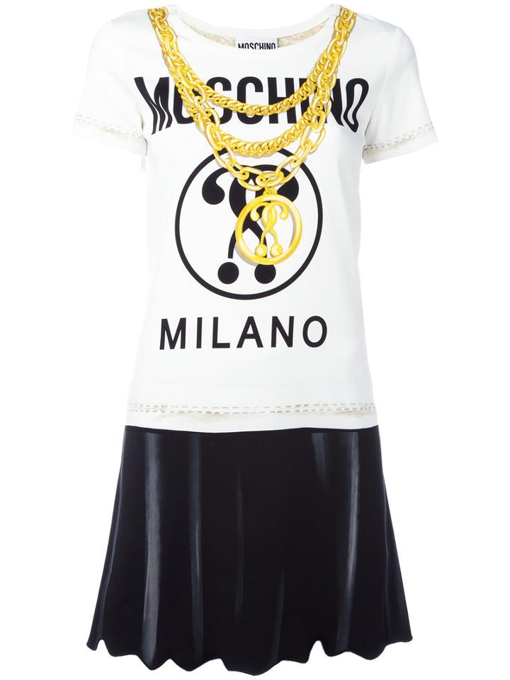 Moschino - Trompe L'oeil Chain Logo T-shirt - Women - Viscose/other Fibers - 42, Women's, White, Viscose/other Fibers
