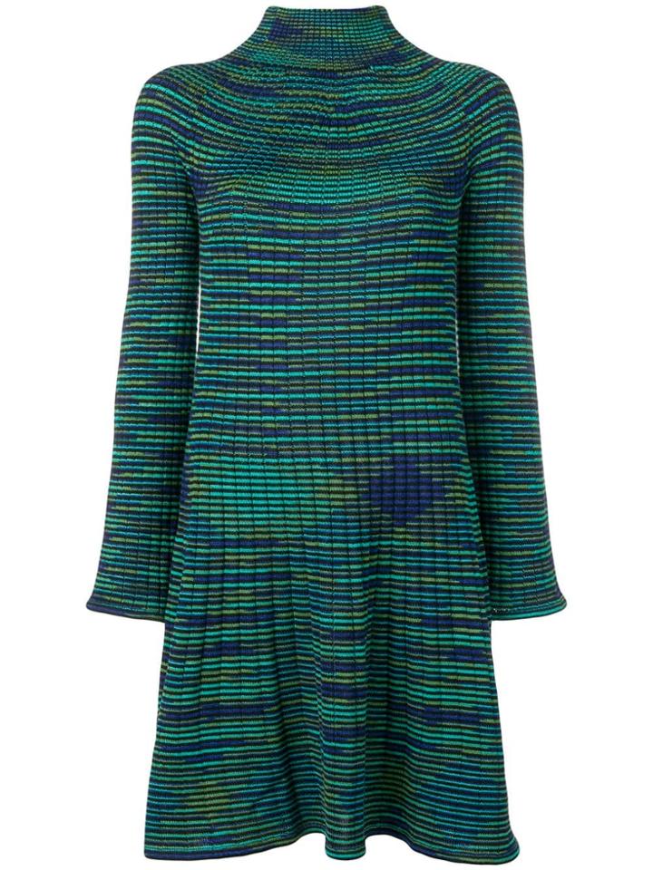 M Missoni Striped Knit Midi Dress - Green