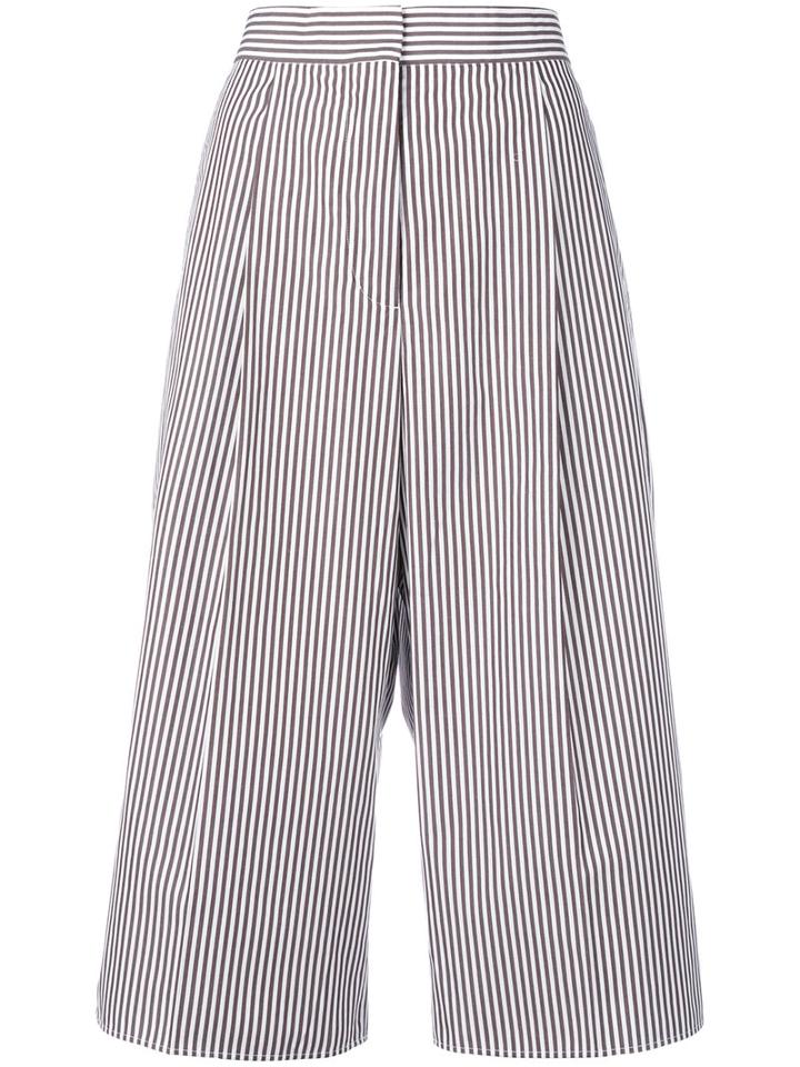 Ports 1961 Striped Cropped Trousers, Size: 42, White, Cotton