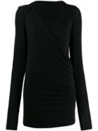 Masnada Wrap Front Knitted Top - Black